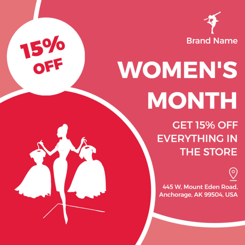 Abstract Women's Month Discount Offer Instagram Text Post Template