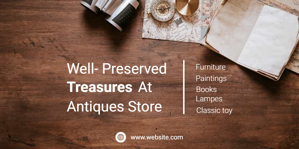 Editable Antiques Store Twitter Text Post