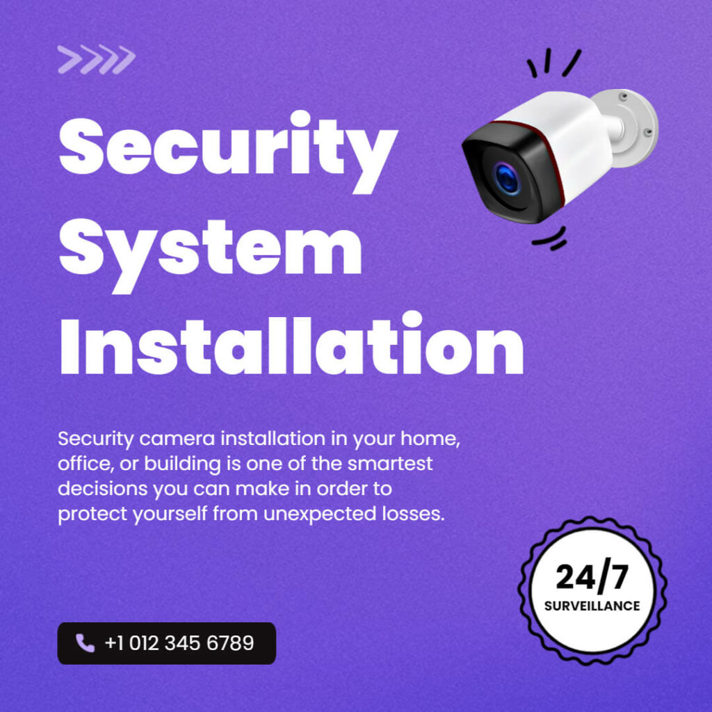Security System Installation CCTV Instagram Text Post Template