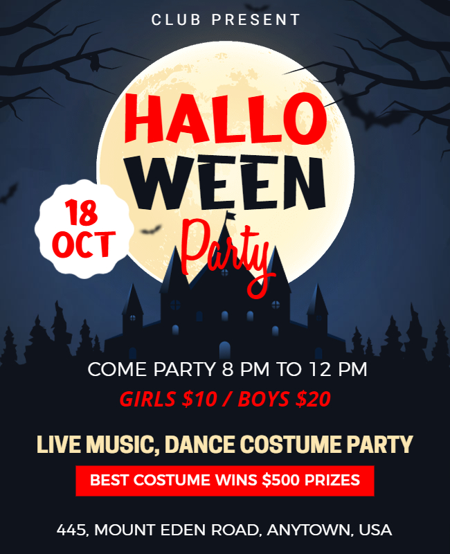 Halloween Dance Costume Party Invitation Template
