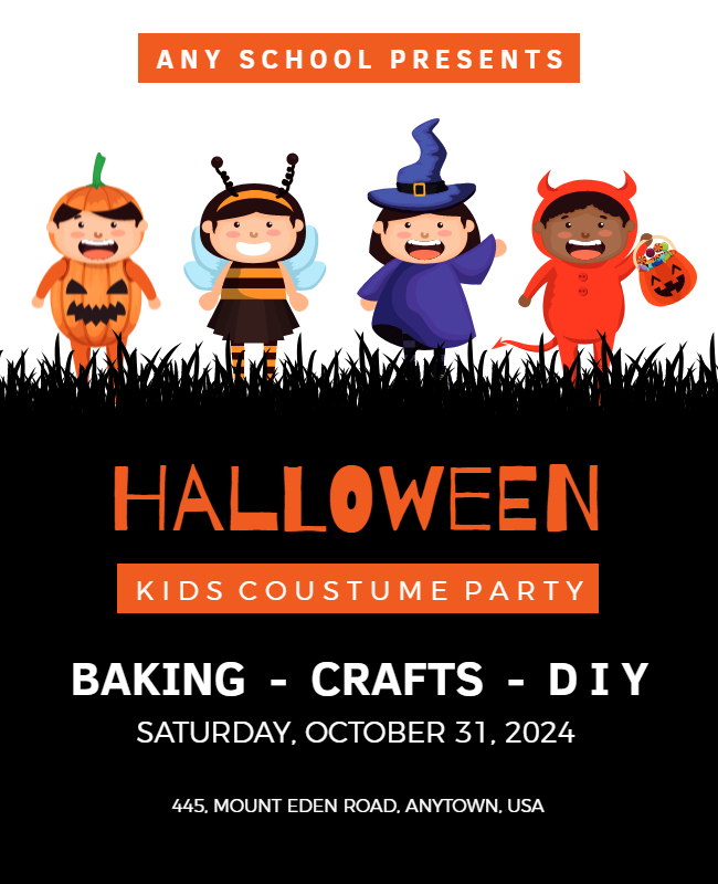 Kids Halloween Costume Contest Poster Template