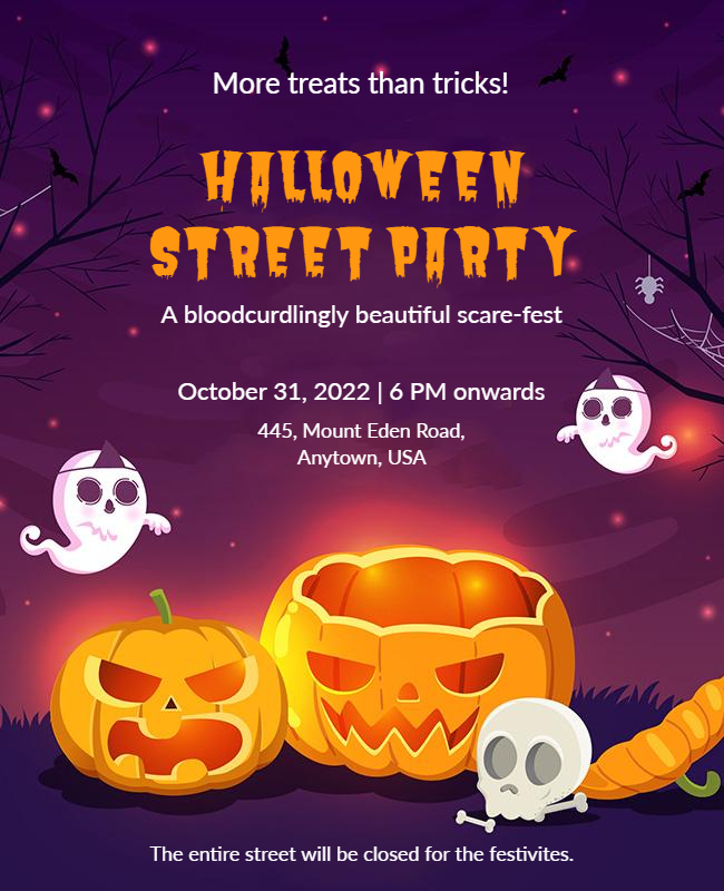 Halloween Street Party poster template