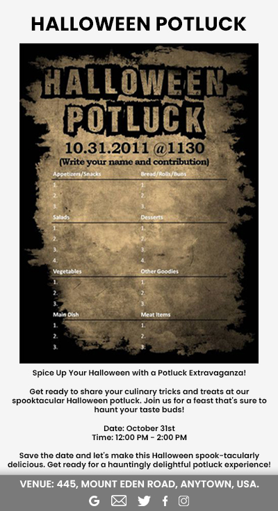 Halloween potluck email invitation
