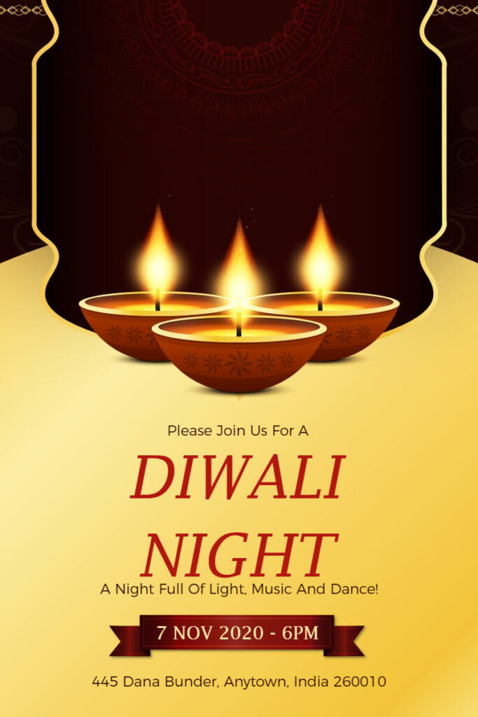 Diwali Night Party Invite Template