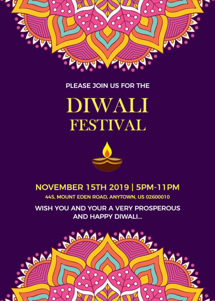 Diwali Traditional Party Invite Template