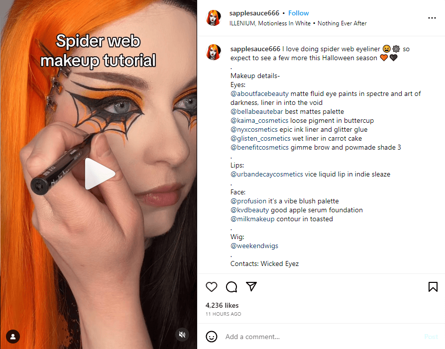Halloween Makeup Tutorial Social Media Post