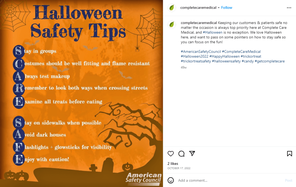 Trick-or-Treat Halloween Safety Tips Social Media Post