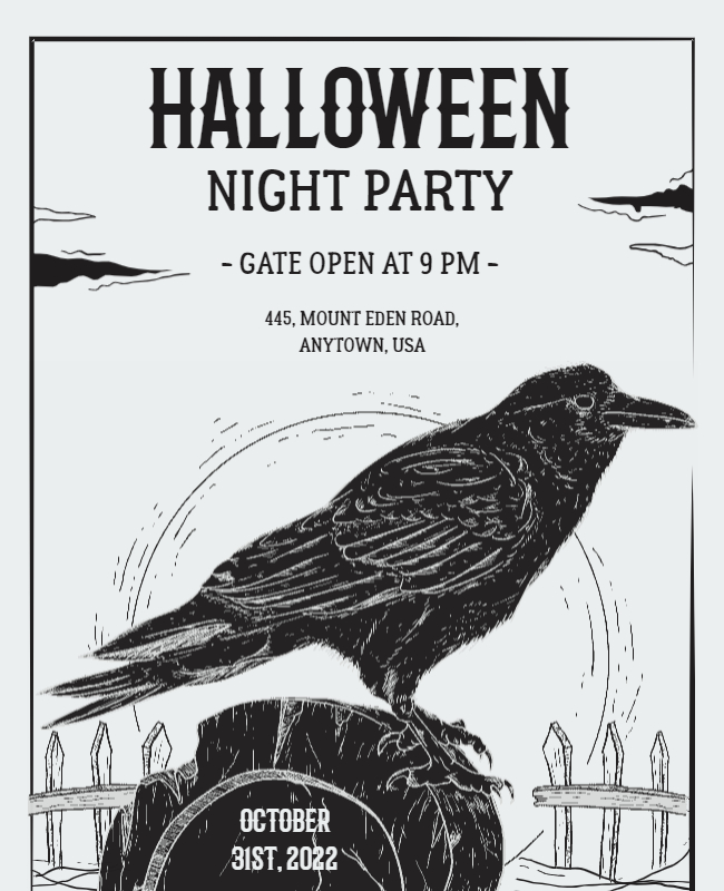 Black and White Halloween Night Party Template