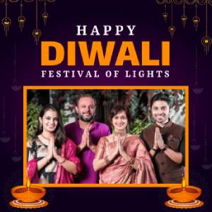 Family Wishes Dark Purple Diwali Greeting Card 