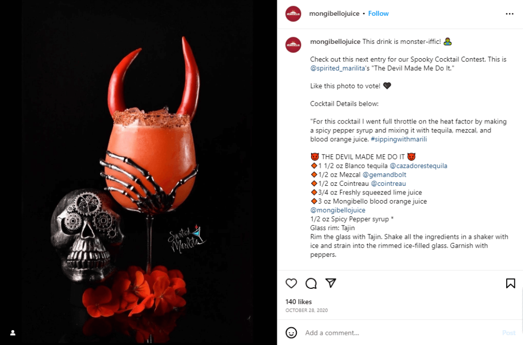 Halloween Cocktail Recipe Instagram Post