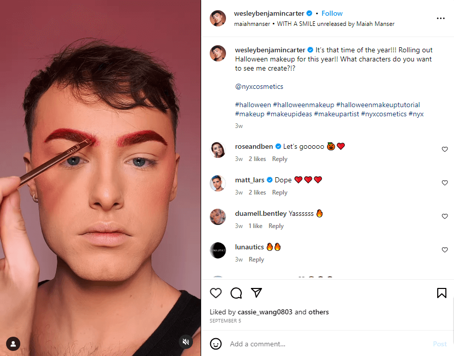 Halloween Makeup Instagram Post Idea