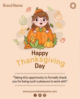 Cartoon Happy Thanksgiving Poster Template