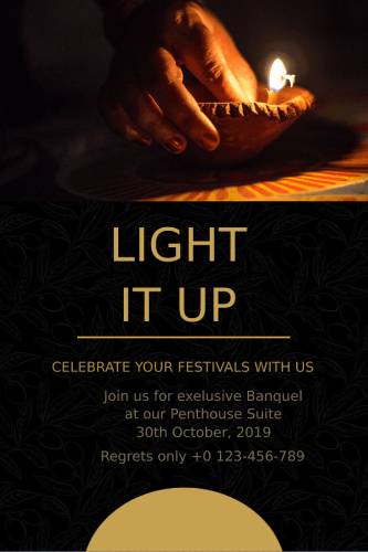 Retro Light Up Happy Diwali Template