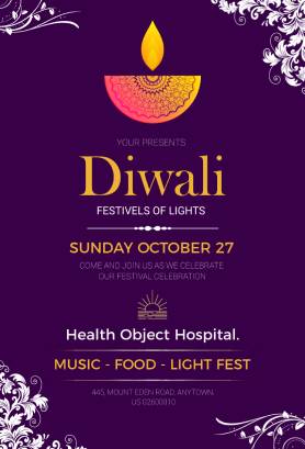 Music Party Diwali Invitation Template