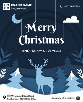 New Year Greeting Christmas Poster Template