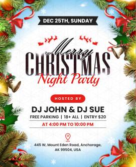 Night Party Christmas Poster Template