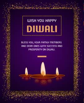 Glittering Oil lamp Diwali Greeting Card 