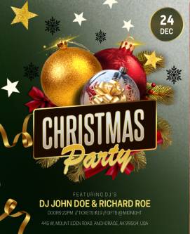 Green Party Dj Christmas Poster Template