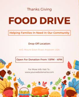 Food Drive Thanksgiving Poster Template