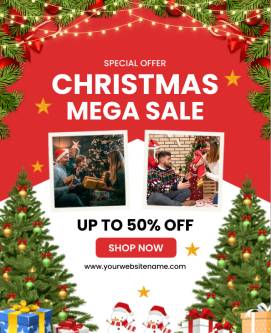 Mega Sale Christmas Poster Template