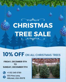 Blue Tree Sale Christmas Poster Template