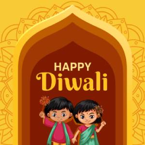 Kids Cartoonist Diwali Greeting Card