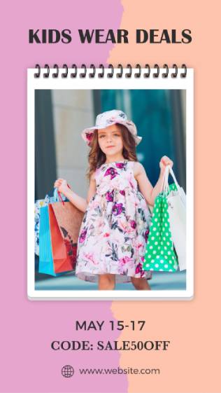 Polaroid Kids Wear Instagram Story Template 